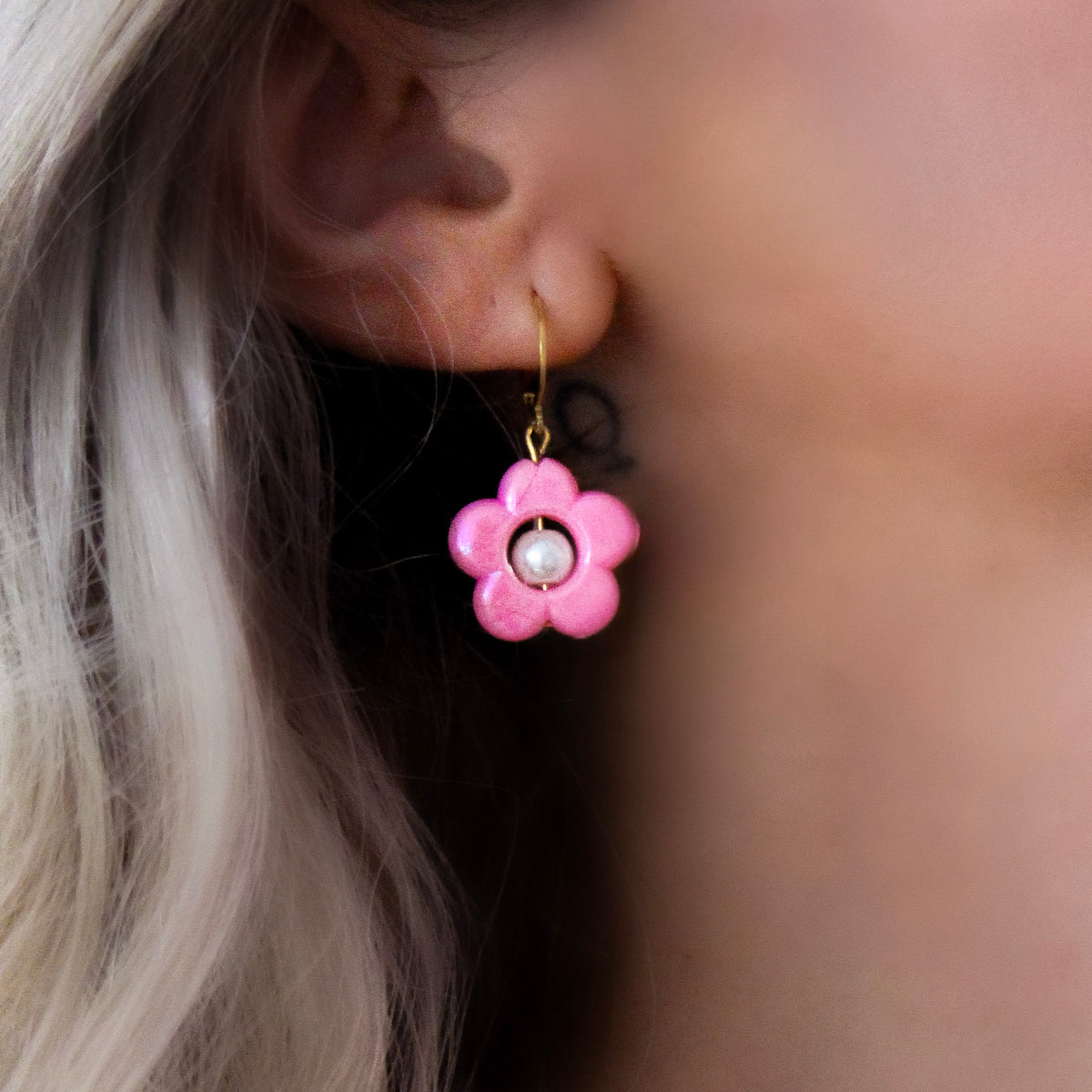 FLOWER DOLL - Boucles d'oreilles roses