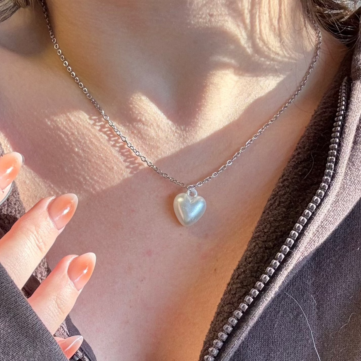 COEUR PERLÉ - Collier - Argent